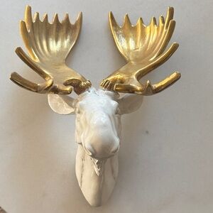 Gold and White Moose Wall Decor